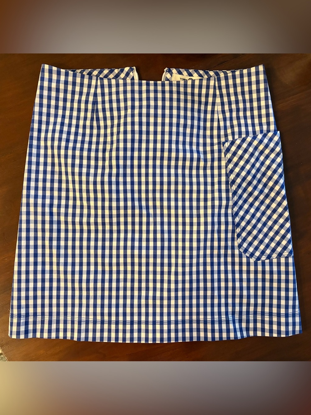 Tory Burch Blue and White Gingham Button-Down Shirt